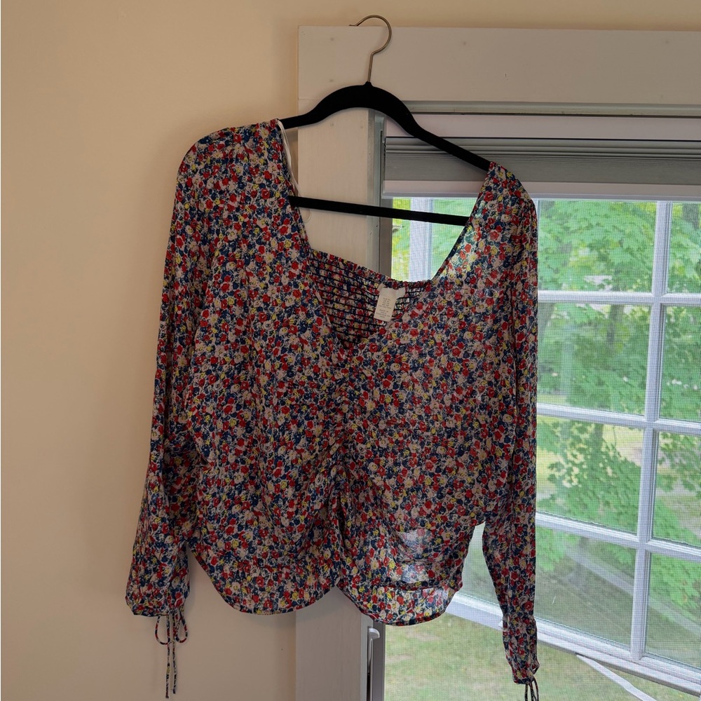 H&M Multicolor Floral V-Neck Blouse
